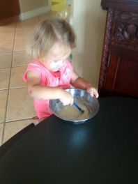 Cookies - Stirring the icing!