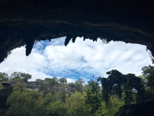 Looking out of half cave